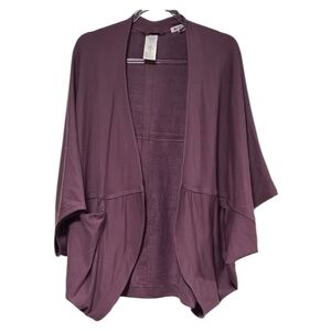 Athleta Plum Purple Open-Front Poncho Sz Small Sweater Wrap Pockets
